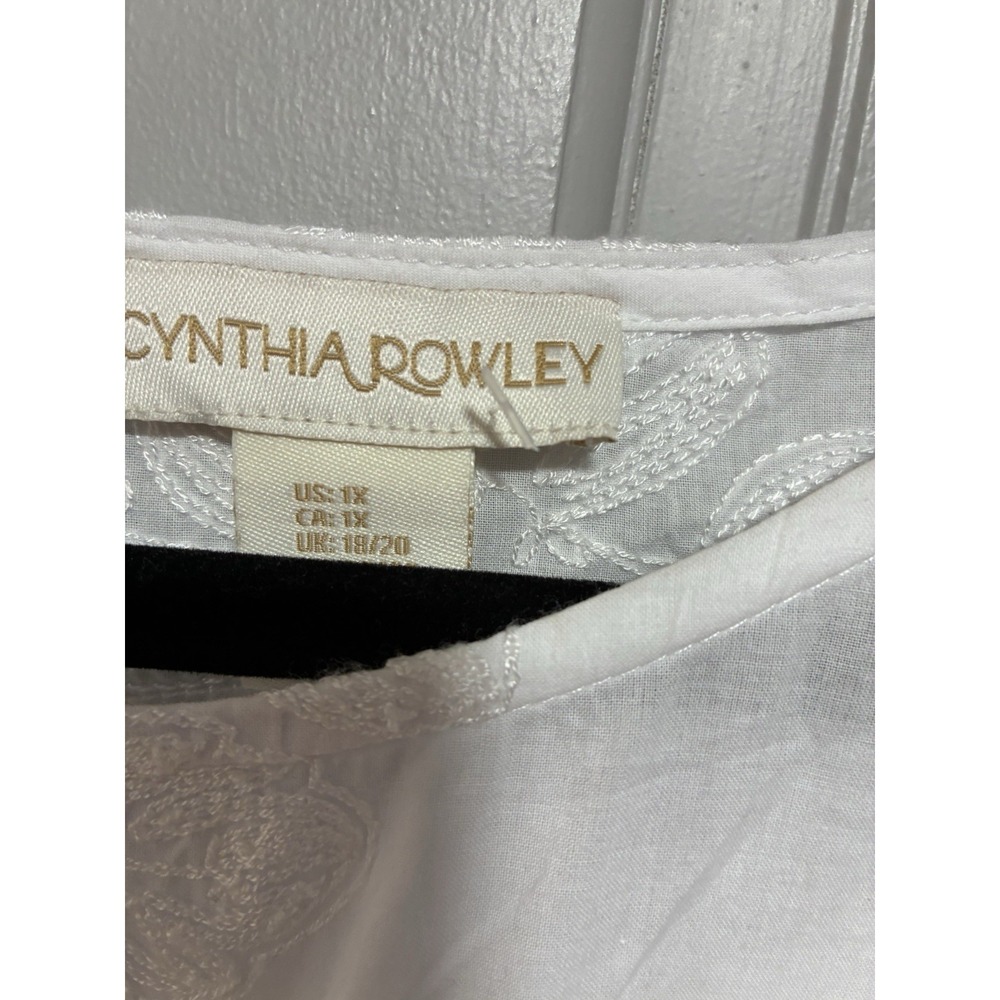 Cynthia Rowley Women 3/4 Sleeve Blouse Shirt White Embroidered Floral Size 3X - Picture 3 of 13